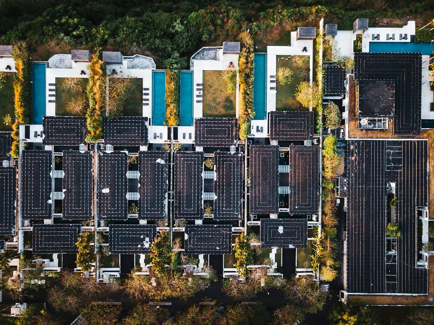 Vista aérea de um conjunto residencial